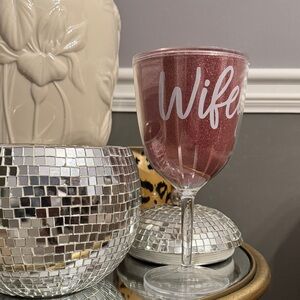 Elegant Pink 'Wifey' Wine Goblet